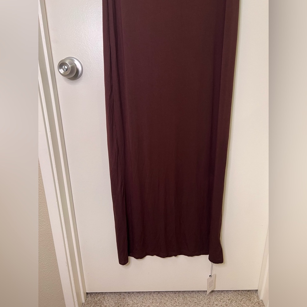 All The Ways NWT Chocolate Brown Off Shoulder Maxi spring wedding guest dress - Picture 4 of 14